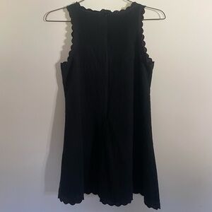Short a-line black linen dress